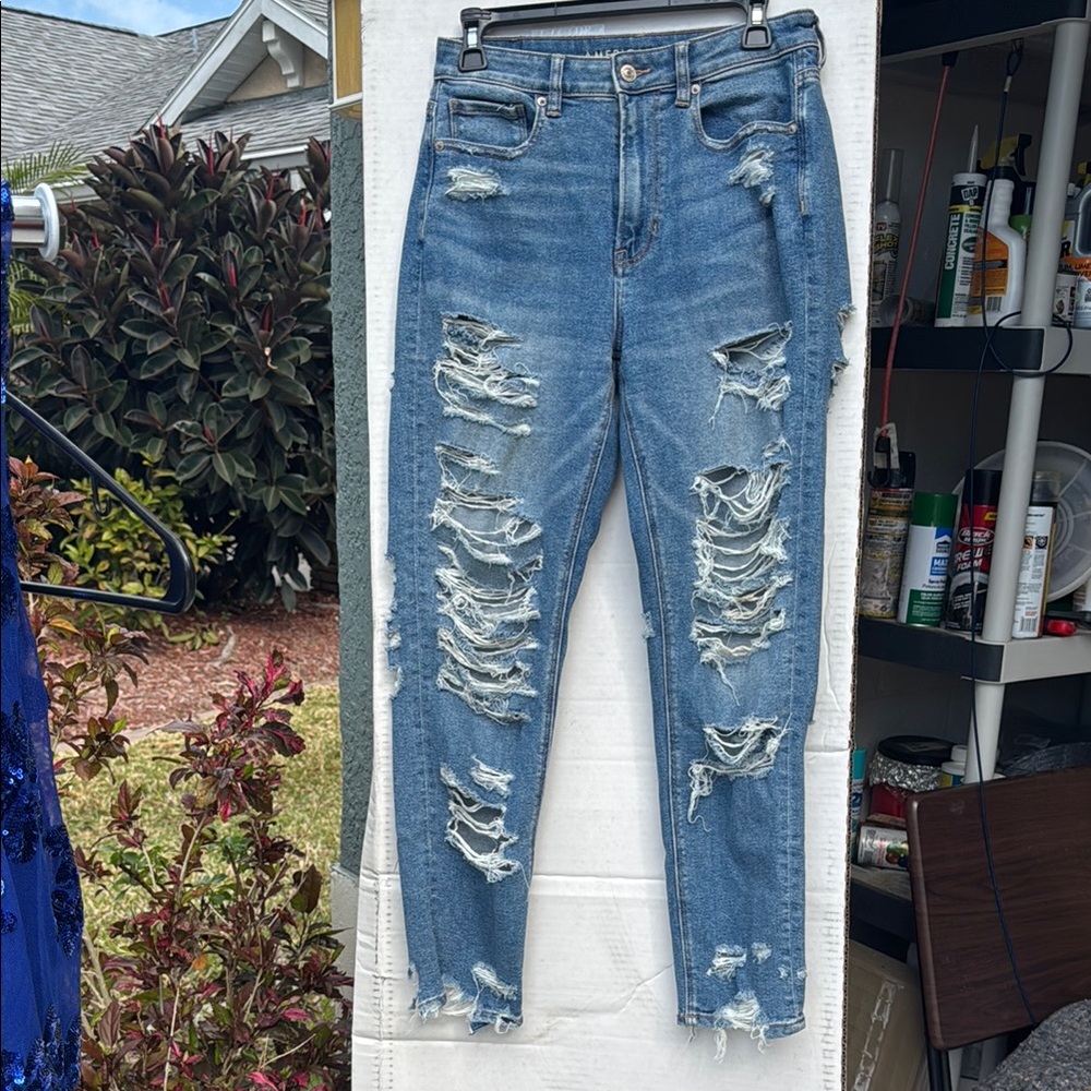 Distressed Blue Jeans